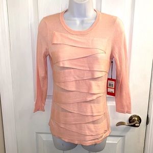 VINCE CAMUTO Women's Pink Long Sleeve Zigzag Cotton Modal Sweater Sz S/P